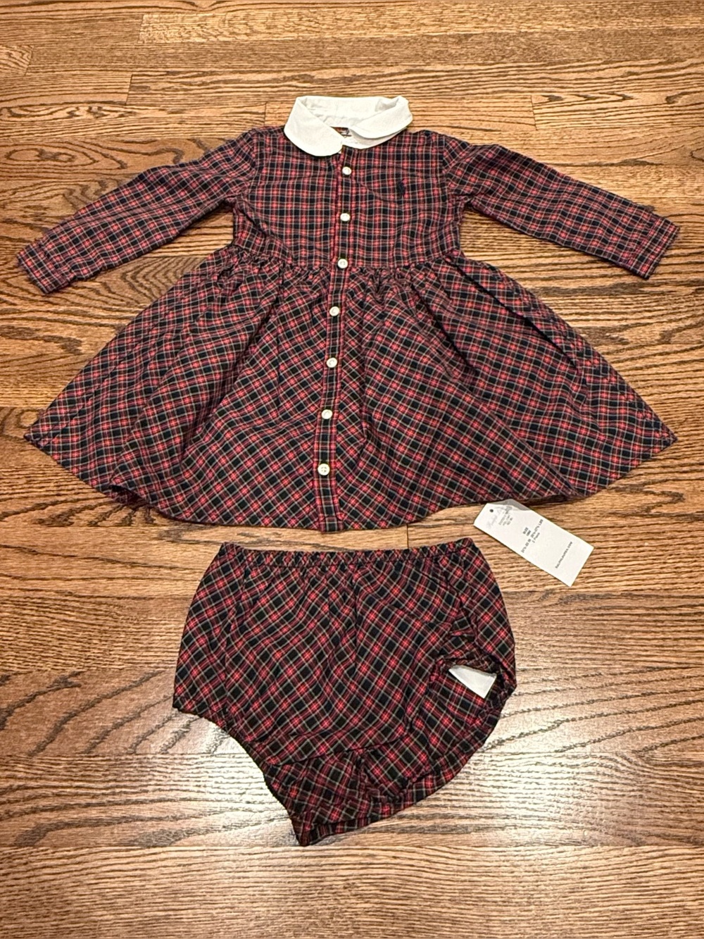 Ralph Lauren Girls’ 18M Red Plaid Holiday Dress